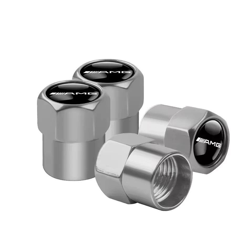 4x Capuchons Bouchons de Valve de Pneu Alu Mercedes-Benz AMG Noir Argent