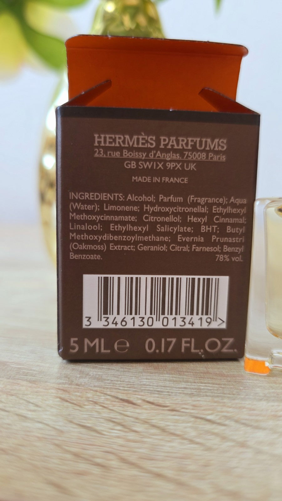 Miniature 5ml Eau De Toilette Terre D' Hermès neuf avec boite