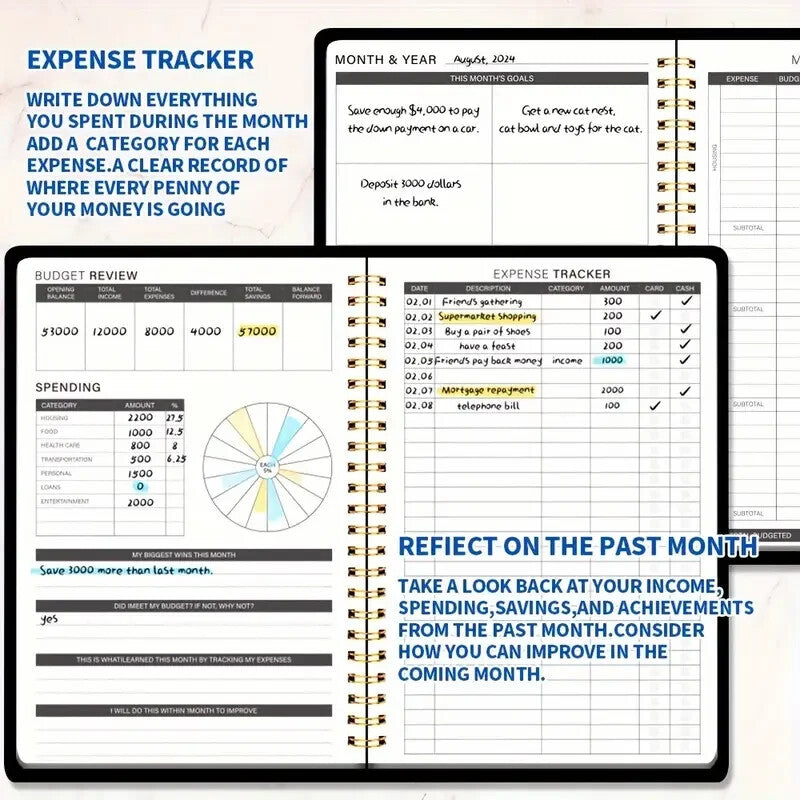 Bloc-note de planificateur budgétaire A5, Organisateur financier mensuel ANGLAIS