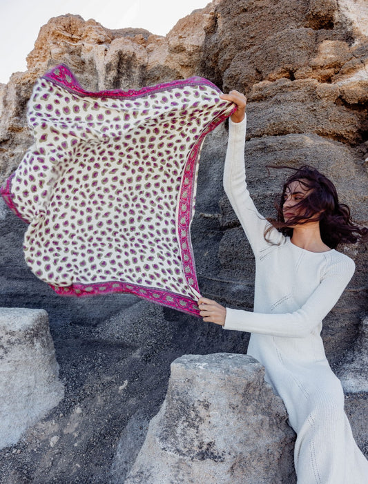 Foulard Léandro fuchsia - Maradji 100% Coton - Cheveux - Cou - Accessoire