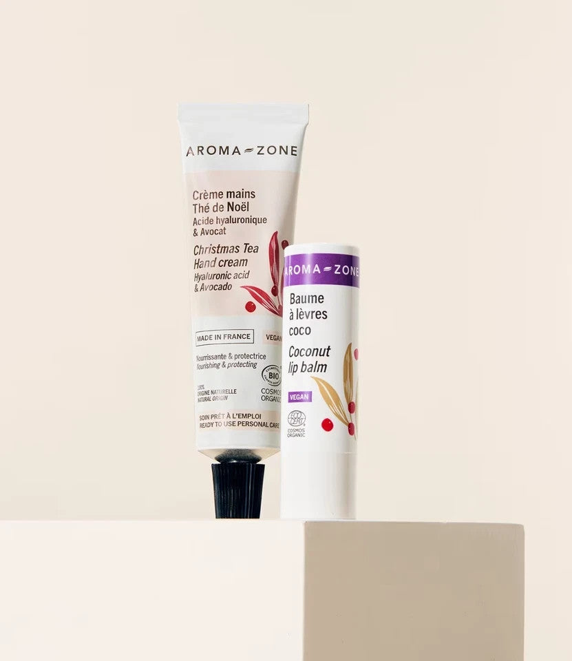 Aroma-Zone Coffret 2 Pépites Noël – Crème mains & Baume lèvres coco - cadeau