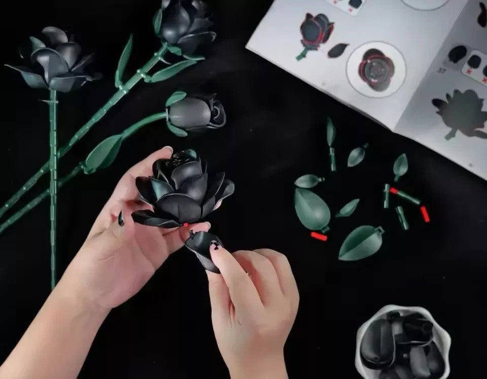 Jeux Assemblage Décoration Fleurs 12  Roses Noires , Jeux Adultes Et Enfant