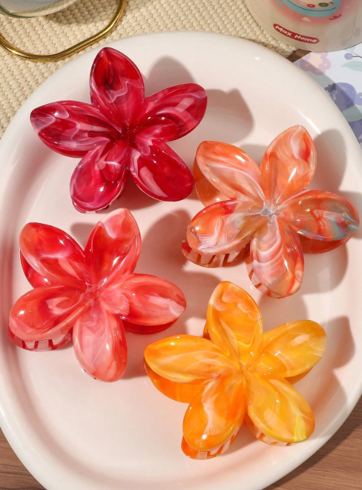 Lot de 4 pinces à cheveux en forme de fleurs pour femme jolie coloré jaune été..
