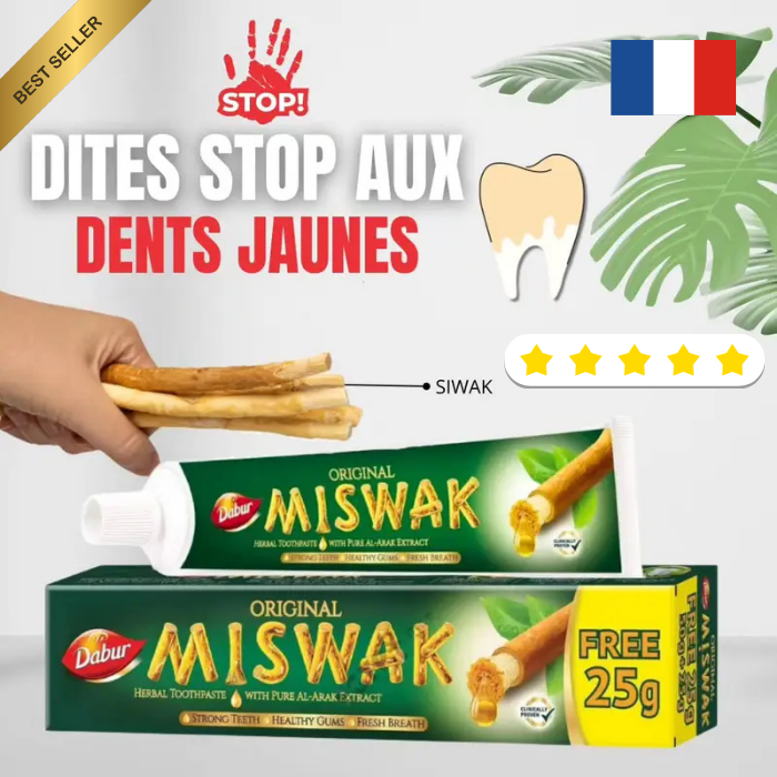 Dabur Miswak– Dentifrice Blanchissant Naturel 50gr + 25gr GRATUIT Émail Renforcé