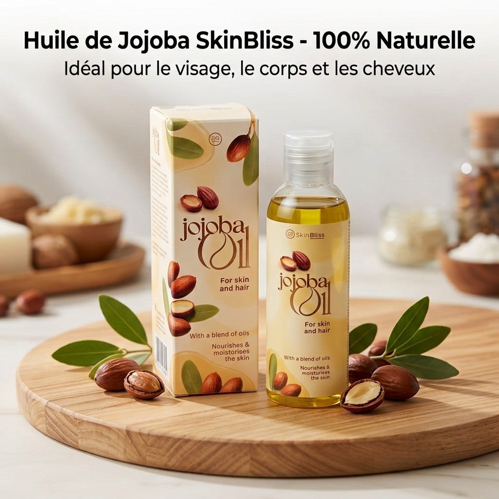 Huile de Jojoba Naturelle Skin Bliss Corps & Cheveux Nourrissante Végan 100%