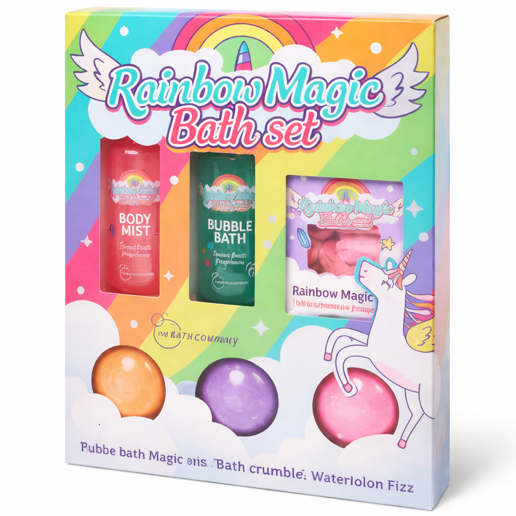 Coffret Bain Enfant Rainbow Magic – 6 pièces - boule de bain - idéal cadeau