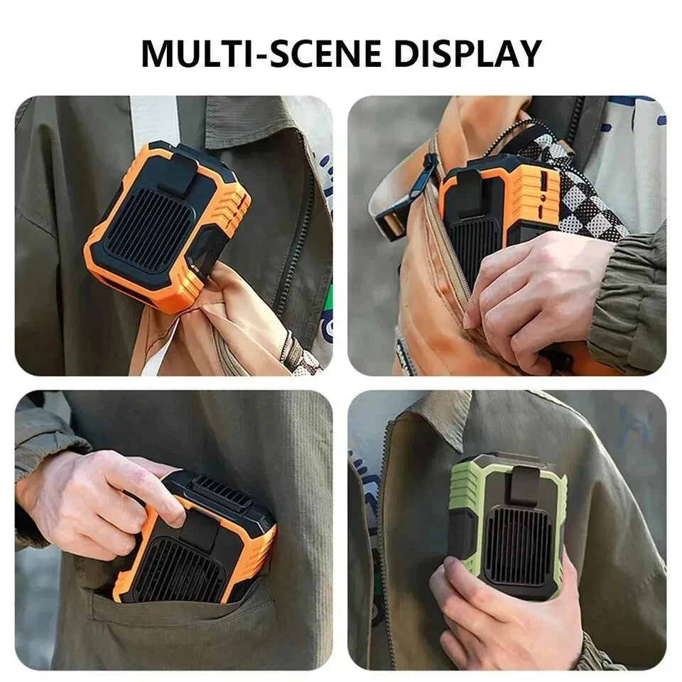 4000mAh Portable Waist Clip Fan Hanging Cooling USB Rechargeable Power Bank