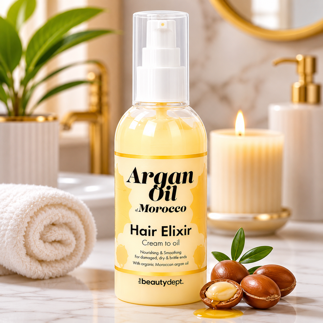 Élixir capillaire The Beauty Dept. Argan Oil 100ml pour cheveux abimés et sec