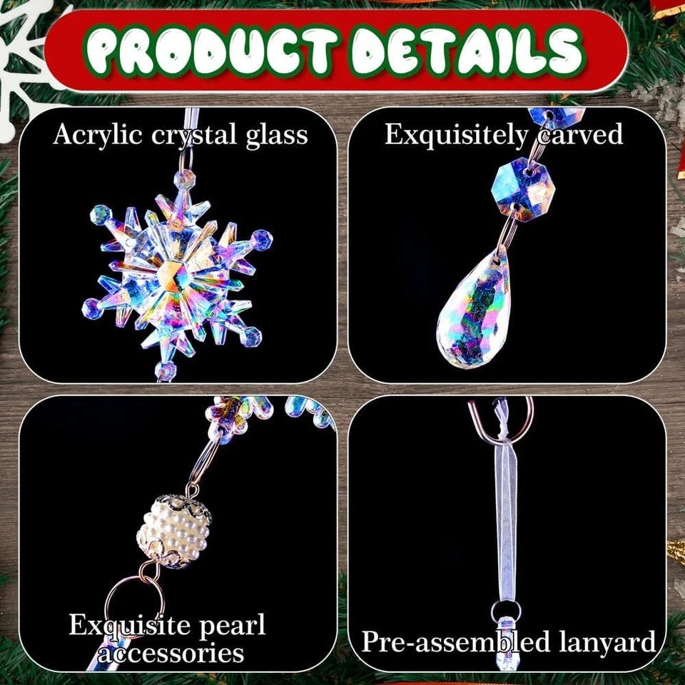 12pcs Christmas Ornaments Crystal Christmas Tree Decoration Iridescent Hanging .