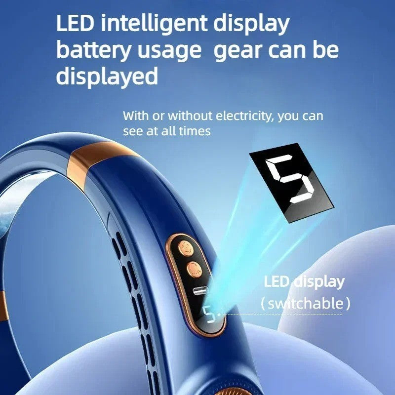 Neck Fan Rechargeable 8000mAh LED Display 360° Cooling Airflow Mini Conditioner