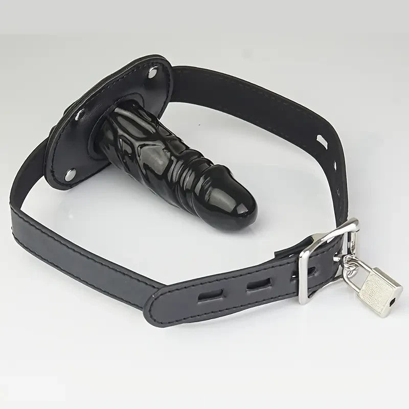 Masque BDSM avec cagoule et gag de bouche amovible + gode ceinture