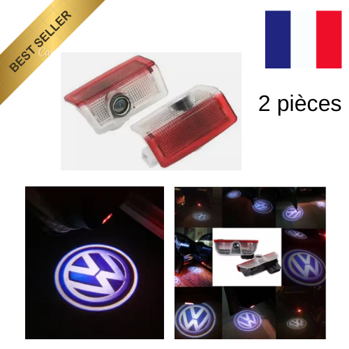 2x LED Projecteurs LED Bienvenue pour Portes VW - Compatible Golf, Touran, Caddy