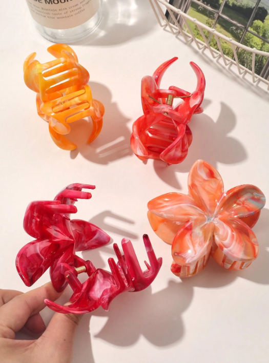 Lot de 4 pinces à cheveux en forme de fleurs pour femme jolie coloré jaune été..