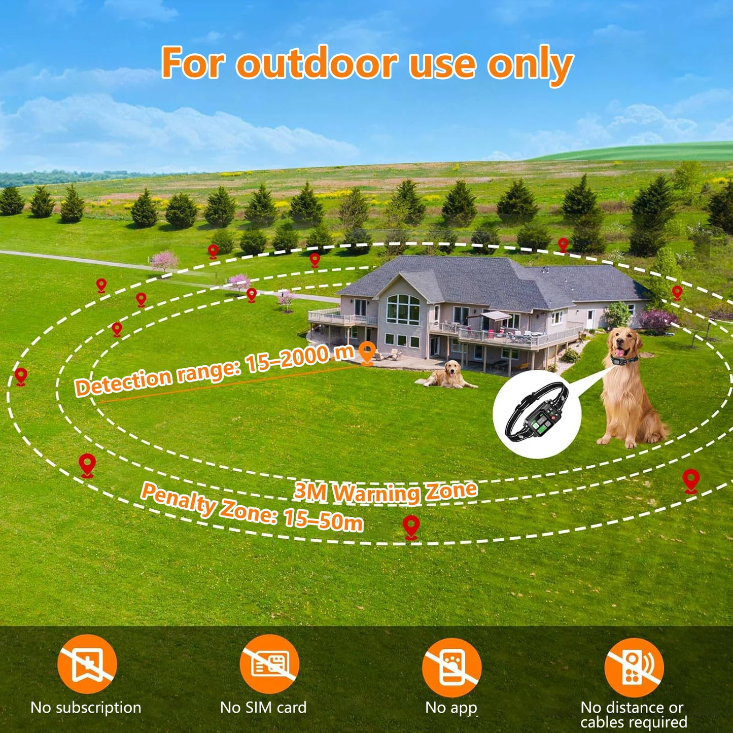 GPS Wireless Dog Fence System Rechargeable Waterproof Training Collar