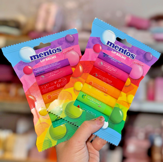 Baume à lèvres hydratant Mentos Rainbow 7x 3gr senteur fruité idéal cadeau vegan