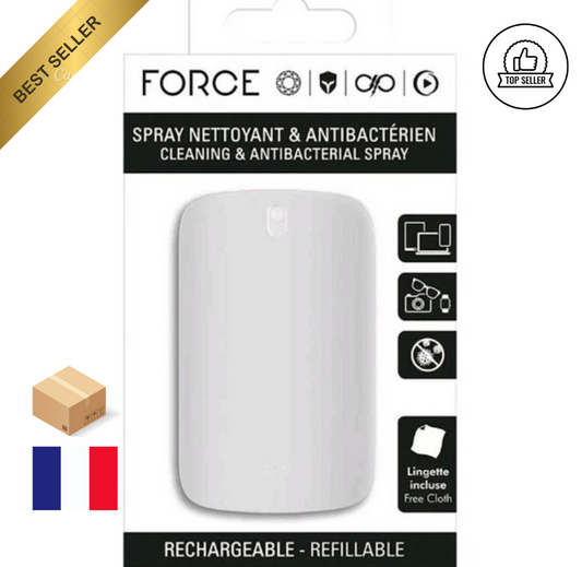 Force Spray Nettoyant Antibactérien 15ml avec Encoche de Fixation BlancTéléphone