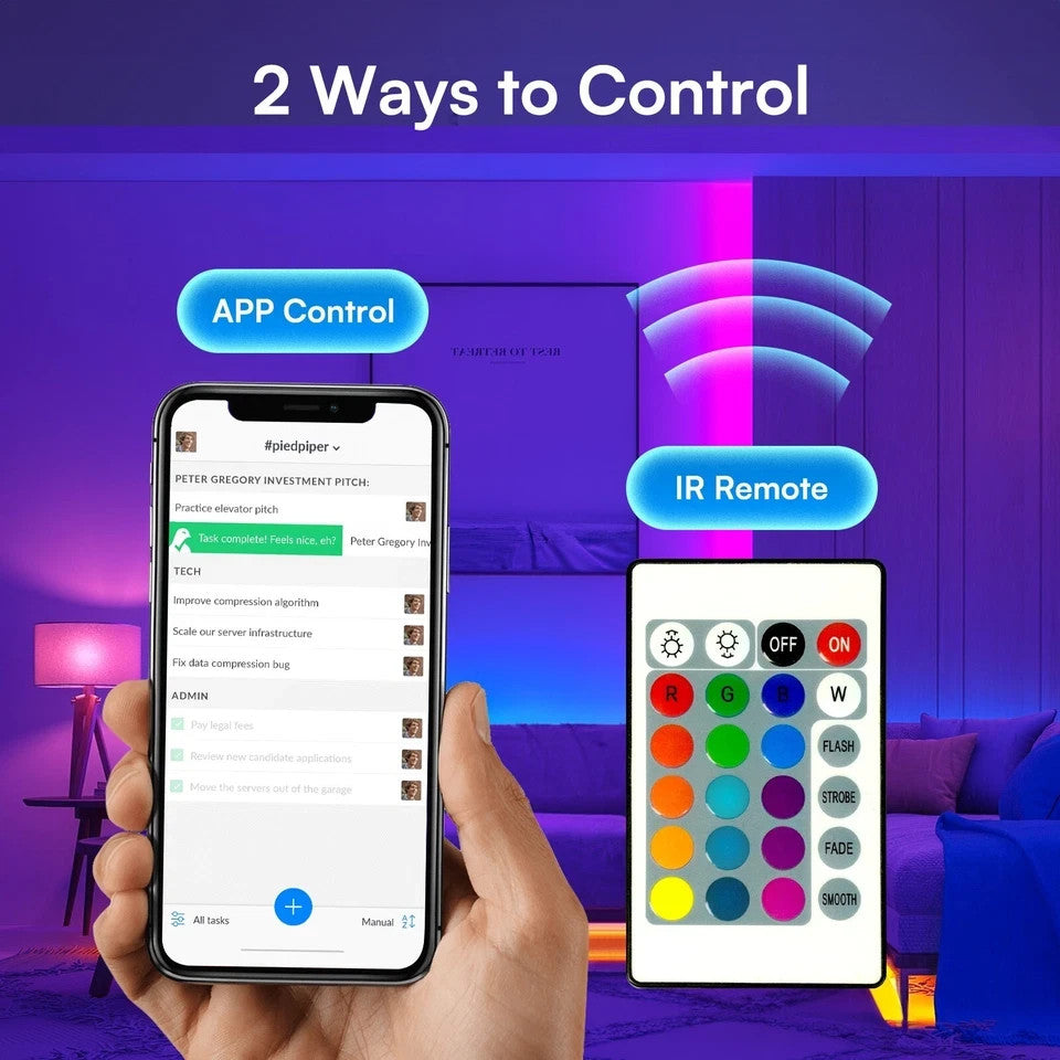 100Ft LED Strip Lights, Smart Light with App Remote Control, RGB LED Lights for