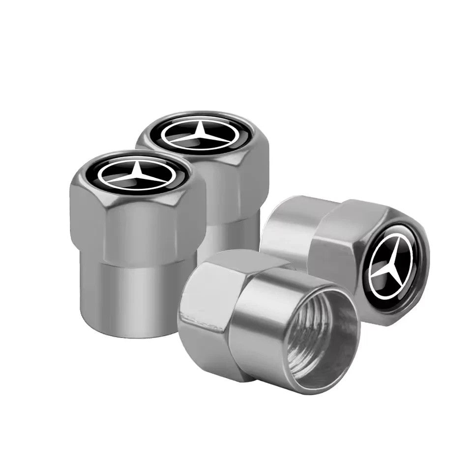 4x Capuchons Bouchons de Valve de Pneu Alu Mercedes-Benz AMG Noir Argent