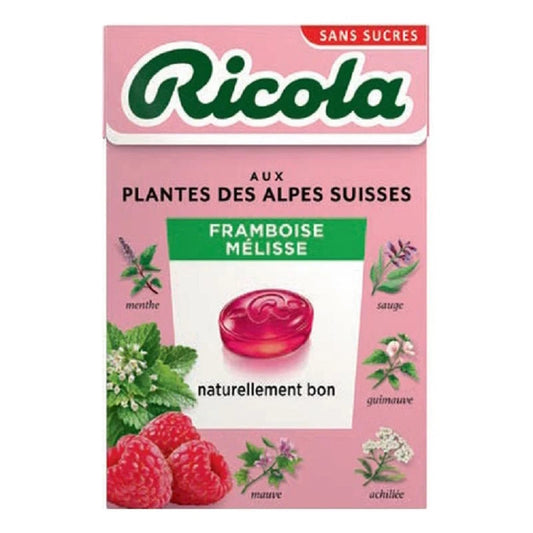 1 Boite Ricola Bonbons framboise mélisse sans sucres 50g