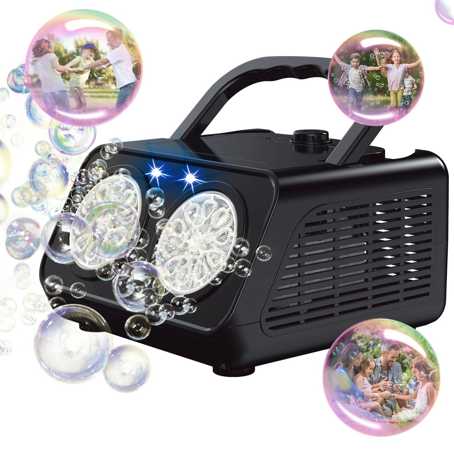 Automatic Bubble Machine Upgrade Bubble Blower w/2 Fans, Portable Bubble Maker