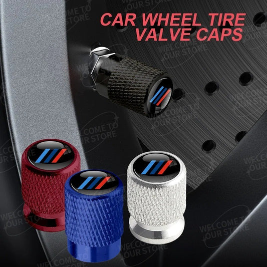 4x Capuchons Bouchons de Valve de Pneu BMW Alu Noir Argent Rouge bleu