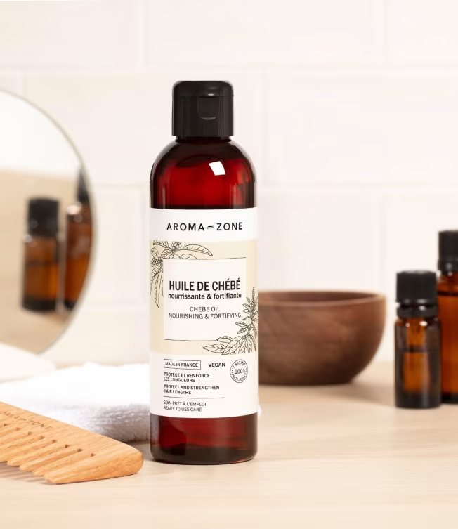 Huile de Chébé Aroma-Zone pour entretien et pousse de cheveux vegan 100% naturel
