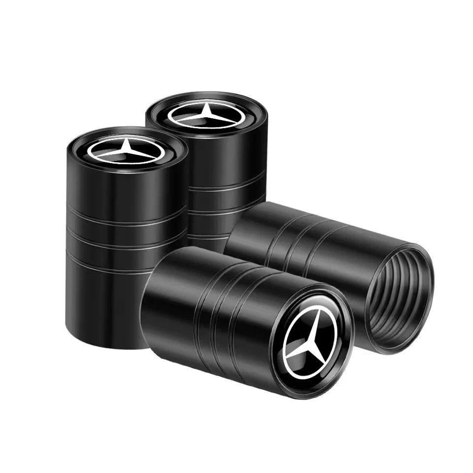 4x Capuchons Bouchons de Valve de Pneu Alu Mercedes-Benz AMG Noir Argent
