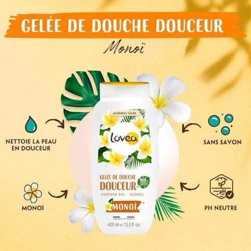 LOVEA - Gelée De Douche - Monoï - Mousse Fine & Onctueuse - Nettoie En Douceur
