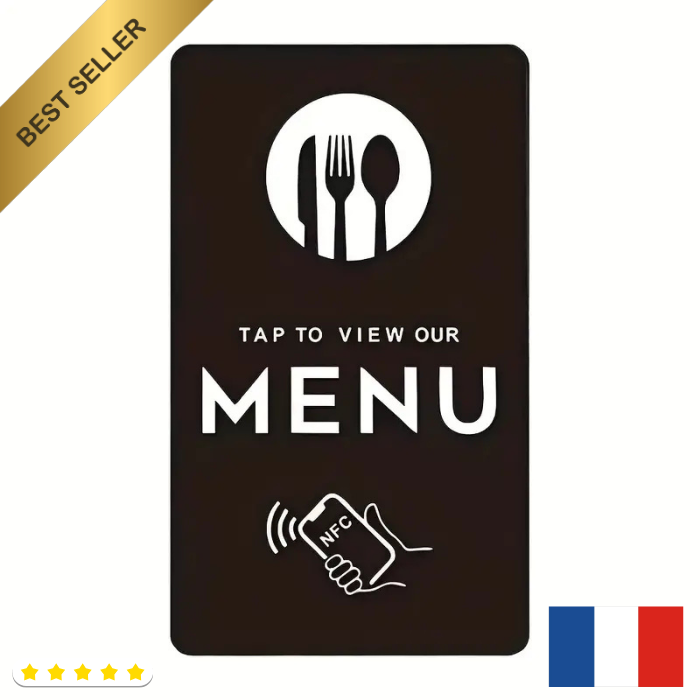 Plaque restaurant bar menu code NFC facile Compatible iPhone et Android commerce