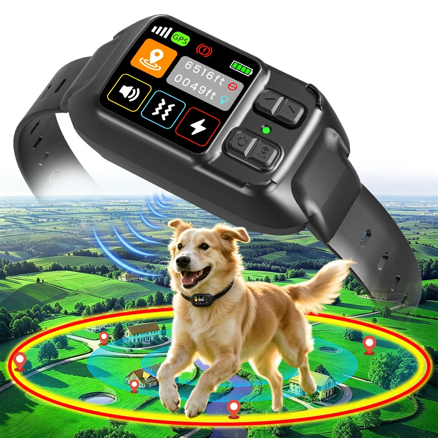 GPS Wireless Dog Fence System Rechargeable Waterproof Training Collar