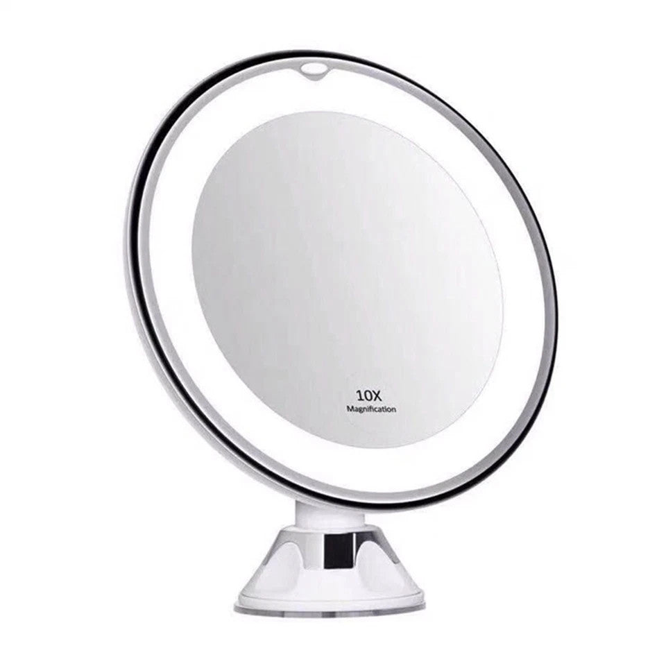 10X MAGNIFYING LIGHTED MAKEUP MIRROR Daylight LED Vanity Bathroom Travel Compact