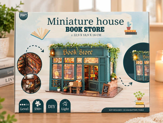 Maison Miniature Book STORE DIY avec Lumière Maquette Bricolage LIBRAIRIE +590pc