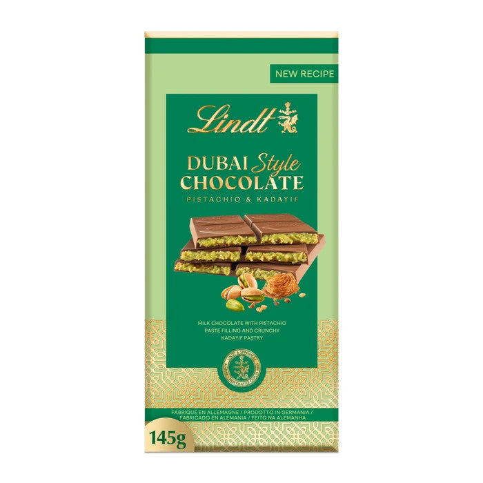 Lindt Dubaï Style tablette de chocolat Lait 150 g | Pistache & Kadayif | Dubai