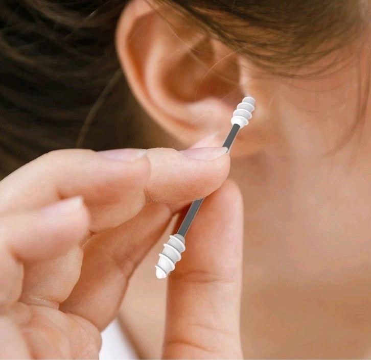 2 pcs Boite Coton Tige Réutilisable Oreille Nettoyage Ecologique écouvillon Gris