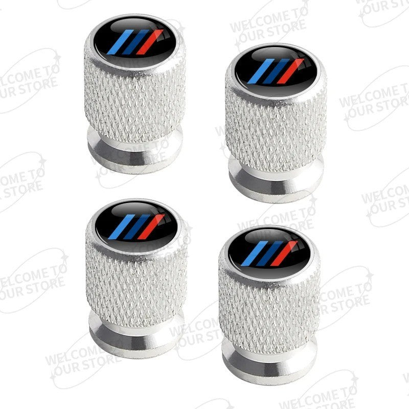 4x Capuchons Bouchons de Valve de Pneu BMW Alu Noir Argent Rouge bleu