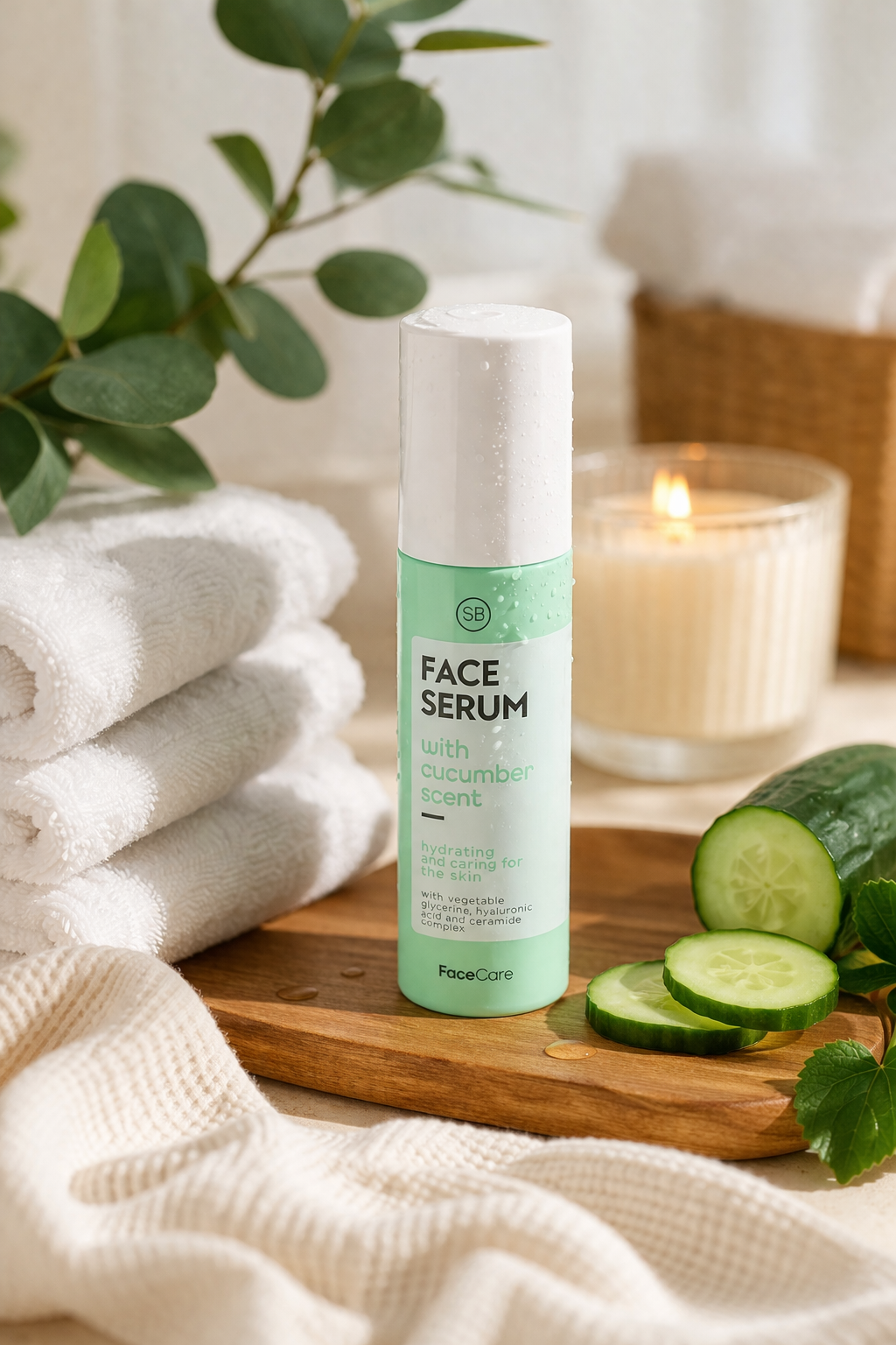 Sérum Hydratant Visage Concombre 100 ml, Acide Hyaluronique & Céramides Anti-âge