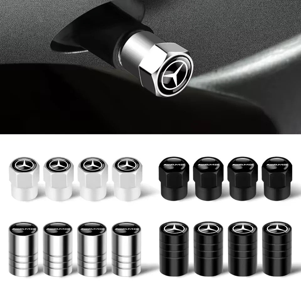 4x Capuchons Bouchons de Valve de Pneu Alu Mercedes-Benz AMG Noir Argent