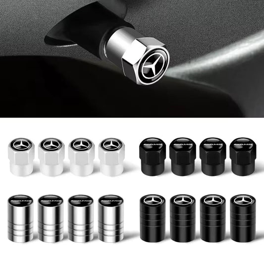 4x Capuchons Bouchons de Valve de Pneu Alu Mercedes-Benz AMG Noir Argent