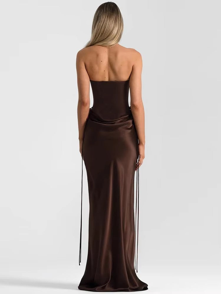 Mozision Off Shoulder Backless Maxi Dress Women Strapless Bodycon Party Club Gow
