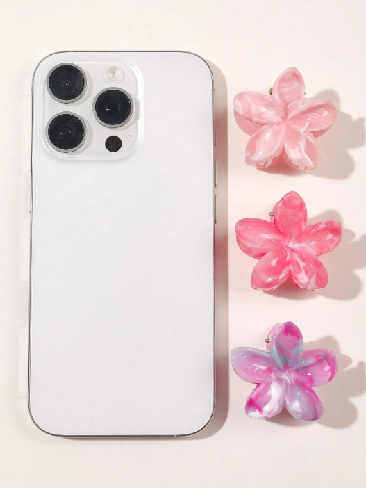 Lot de 8 petites pinces à cheveux en forme de fleur pour femme jolie ton rose