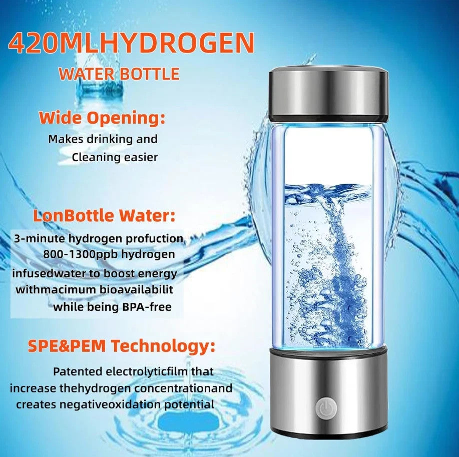 Hydrogen Water Bottle Generator – Portable Rechargeable Rich Water Maker
