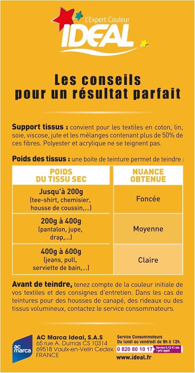 Ideal Teinture Textile Tout en un 230 g jaune- colorant pour vêtements