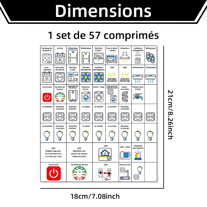 1 plaquette de 57 autocollants pour disjoncteur maison tableau électrique orga..