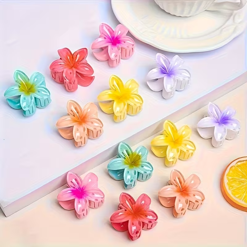 Lot de 6 petites pinces à cheveux en forme de fleur pour femme jolie coloré