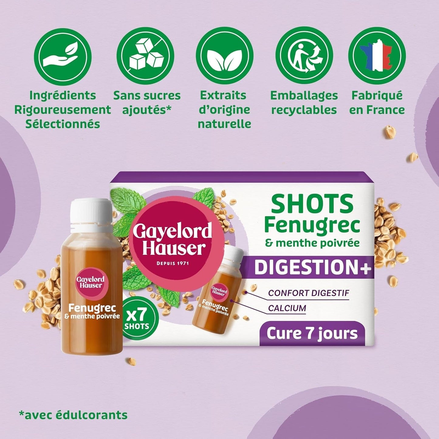 GAYELORD HAUSER Fenugrec Shot digestion Menthe poivrée Favorise la digestion FR