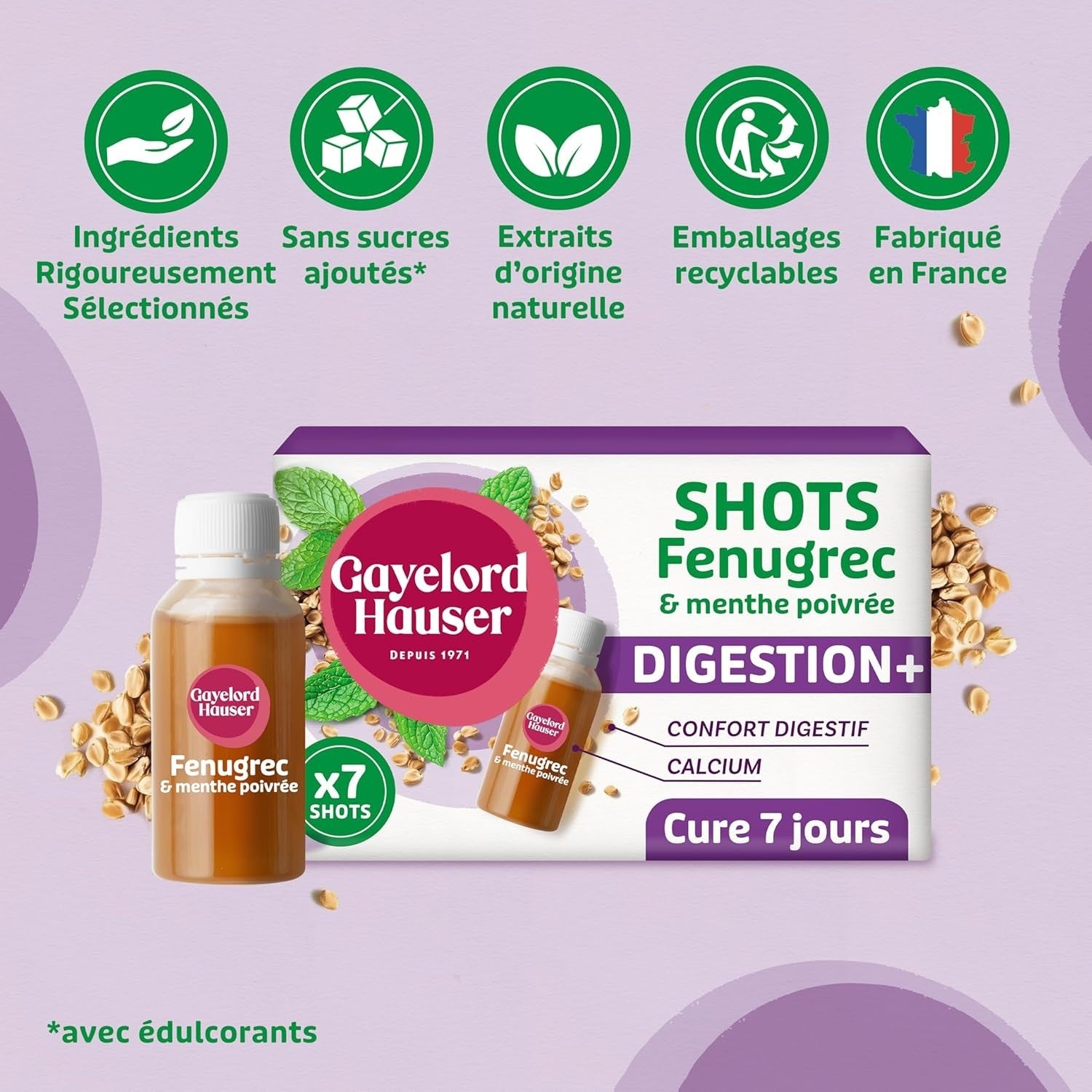 GAYELORD HAUSER Fenugrec Shot digestion Menthe poivrée Favorise la digestion FR