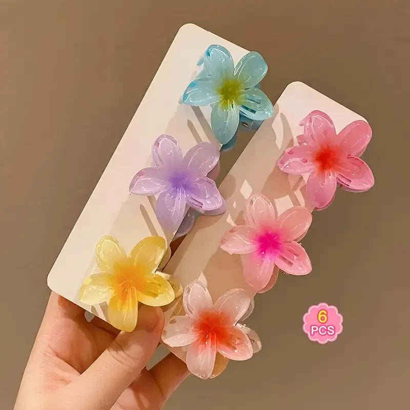 Lot de 6 petites pinces à cheveux en forme de fleur pour femme jolie coloré