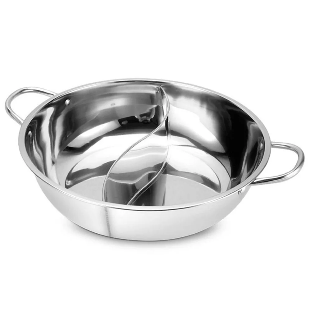 Stainless Steel Divided Hot Pot Dual Soup Cooker Gas Stove Induction Pot Pan