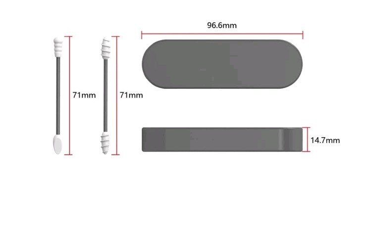 2 pcs Boite Coton Tige Réutilisable Oreille Nettoyage Ecologique écouvillon Gris