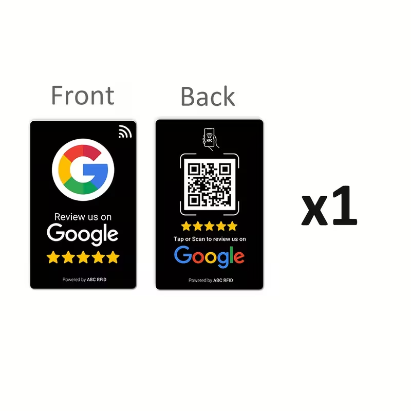 Carte société avis google NFC facile Compatible iPhone et Android commerce noir